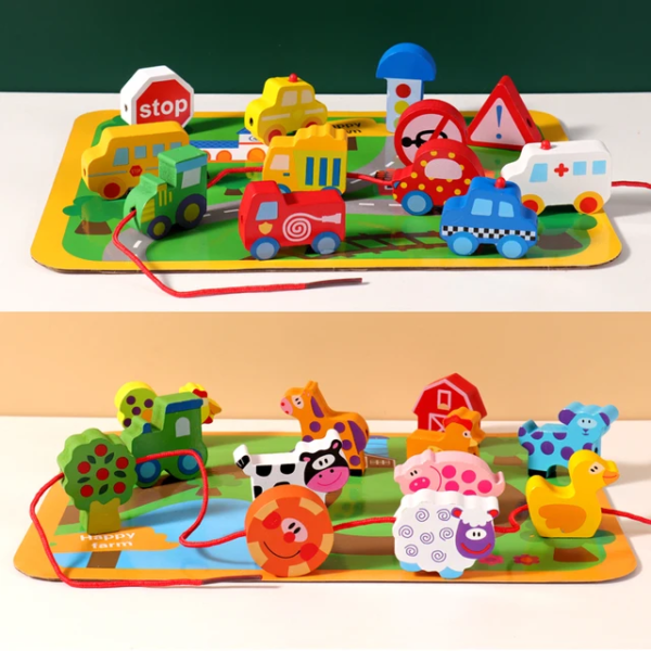 Jouets en bois montessori (trafic) pour bébés #613 – Image 3