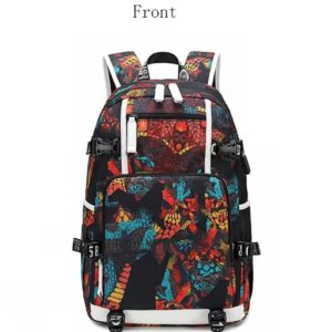 Sac à dos à figure géomètrique noir orange #1024