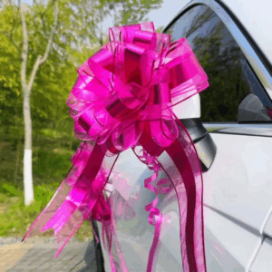 Ruban tulle noeud rose poudré #1280