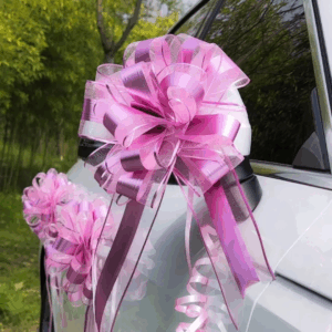 Ruban tulle noeud rose bonbon #1279