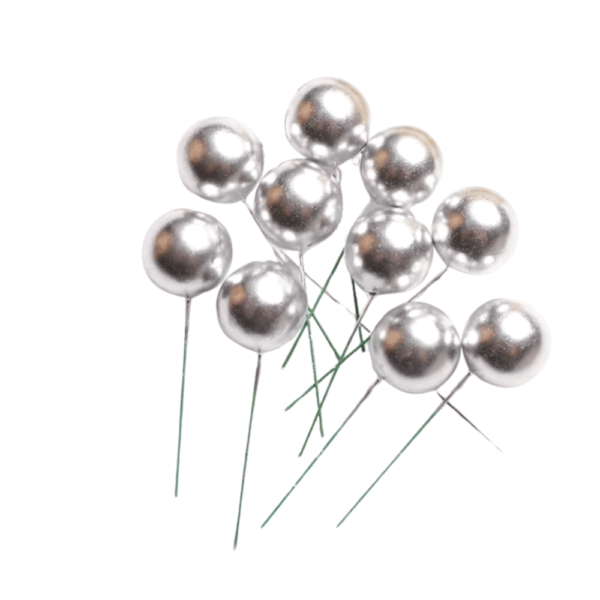 Cake topper boules de mousse argenté 2.5 cm (20 pièces) #1293