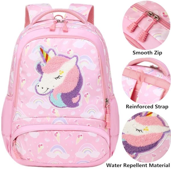 Set 3 pcs sac scolaire / Licorne rose/mauve #1370 – Image 2