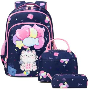 Set 3 pcs sac scolaire / chat bleu #1369