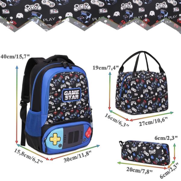 Set 3 pièces sac scolaire Manettes #1368 – Image 3
