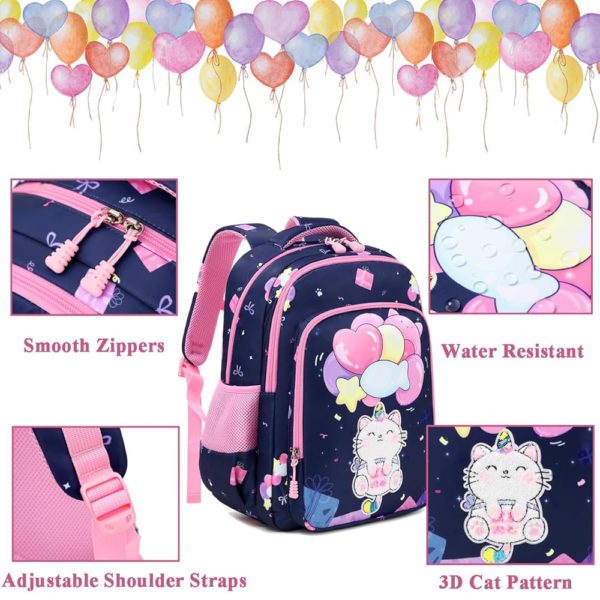 Set 3 pcs sac scolaire / chat bleu #1369 – Image 6
