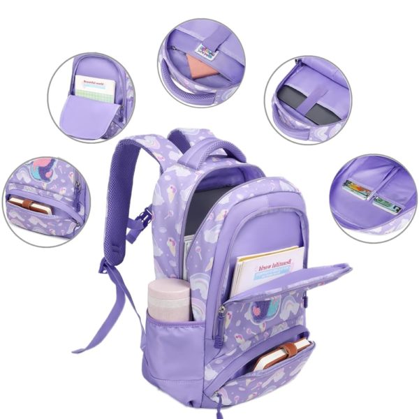 Set 3 pcs sac scolaire / Licorne mauve #1370 – Image 4