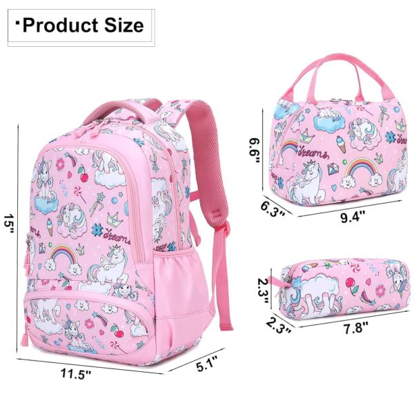 Set 3 pcs sac scolaire / Licorne rose #1371 – Image 2