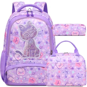 Set scolaire 3 pièces Purple cat #1367