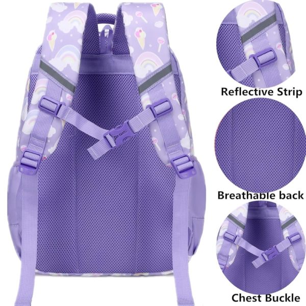 Set 3 pcs sac scolaire / Licorne mauve #1370 – Image 3