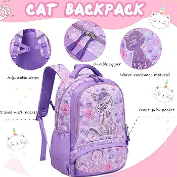 Set scolaire 3 pièces Purple cat #1367 – Image 3