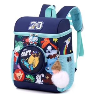 Sac scolaire maternelle animal print bleu #1377