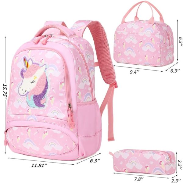 Set 3 pcs sac scolaire / Licorne rose/mauve #1370 – Image 4