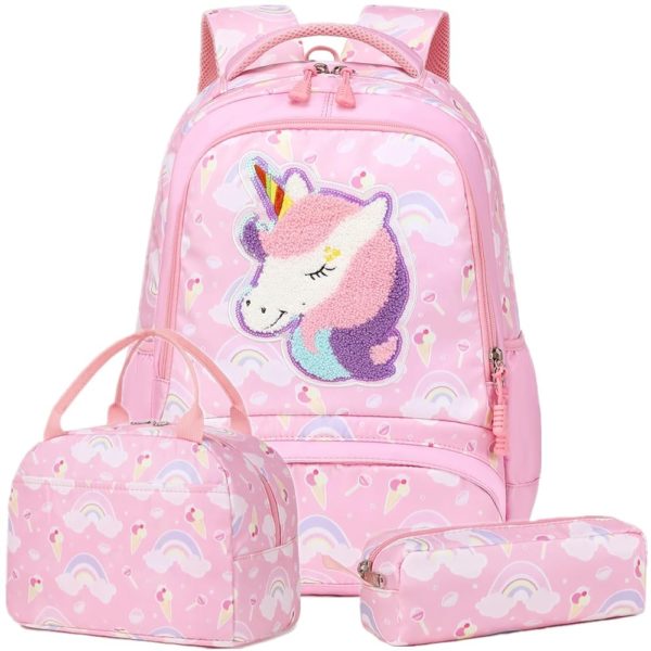 Set 3 pcs sac scolaire / Licorne rose/mauve #1370