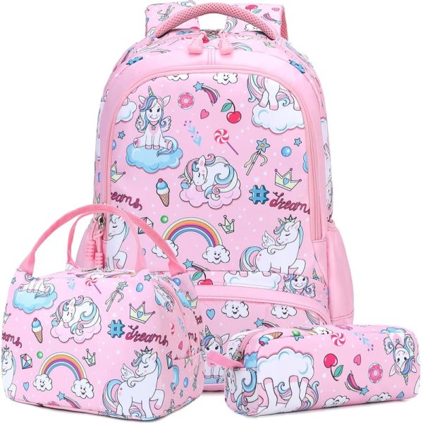 Set 3 pcs sac scolaire / Licorne rose #1371