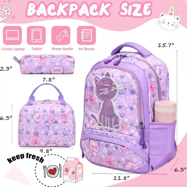 Set scolaire 3 pièces Purple cat #1367 – Image 2