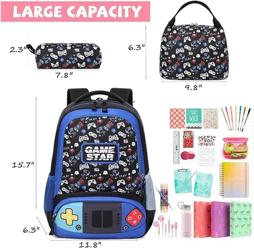 Set 3 pièces sac scolaire Manettes #1368 – Image 5