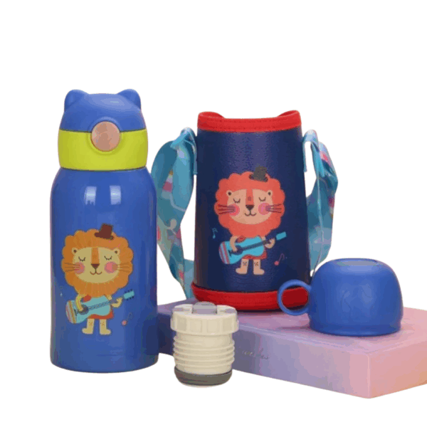 Gourde lion couvercle lion bleu 2 options 500ml #1351