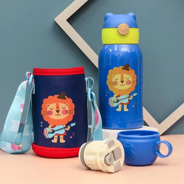 Gourde lion couvercle lion bleu 2 options 500ml #1351 – Image 2