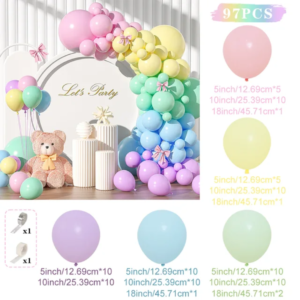 set ballons rose pastel rainbow #1569