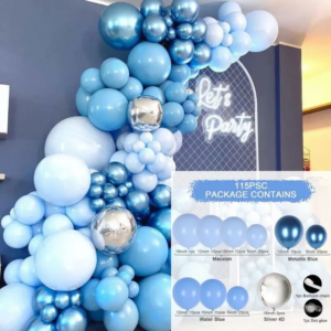 Set ballons bleu métal 115 pcs #1567