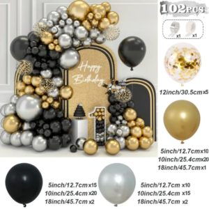 set ballons noir doré 102 pcs #1572
