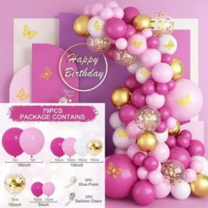 set ballons rose / or 79 pcs #1566
