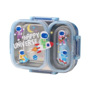 Boîte à gouter maternelle acier inoxydable bleu, 600 ml, sans BPA 2 compartiments #1633