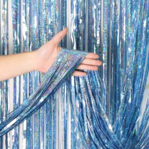 rideau 1/2M laser bleu ciel#1641